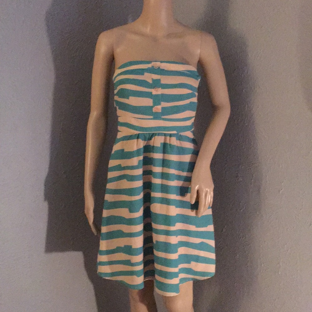 Annabella Striped Strapless Dress